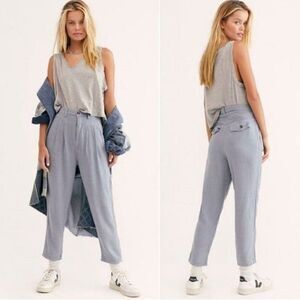 ✨ We the Free Faded Love Linen Blend High-Rise Pleated Front Pants Wave Blue 27
